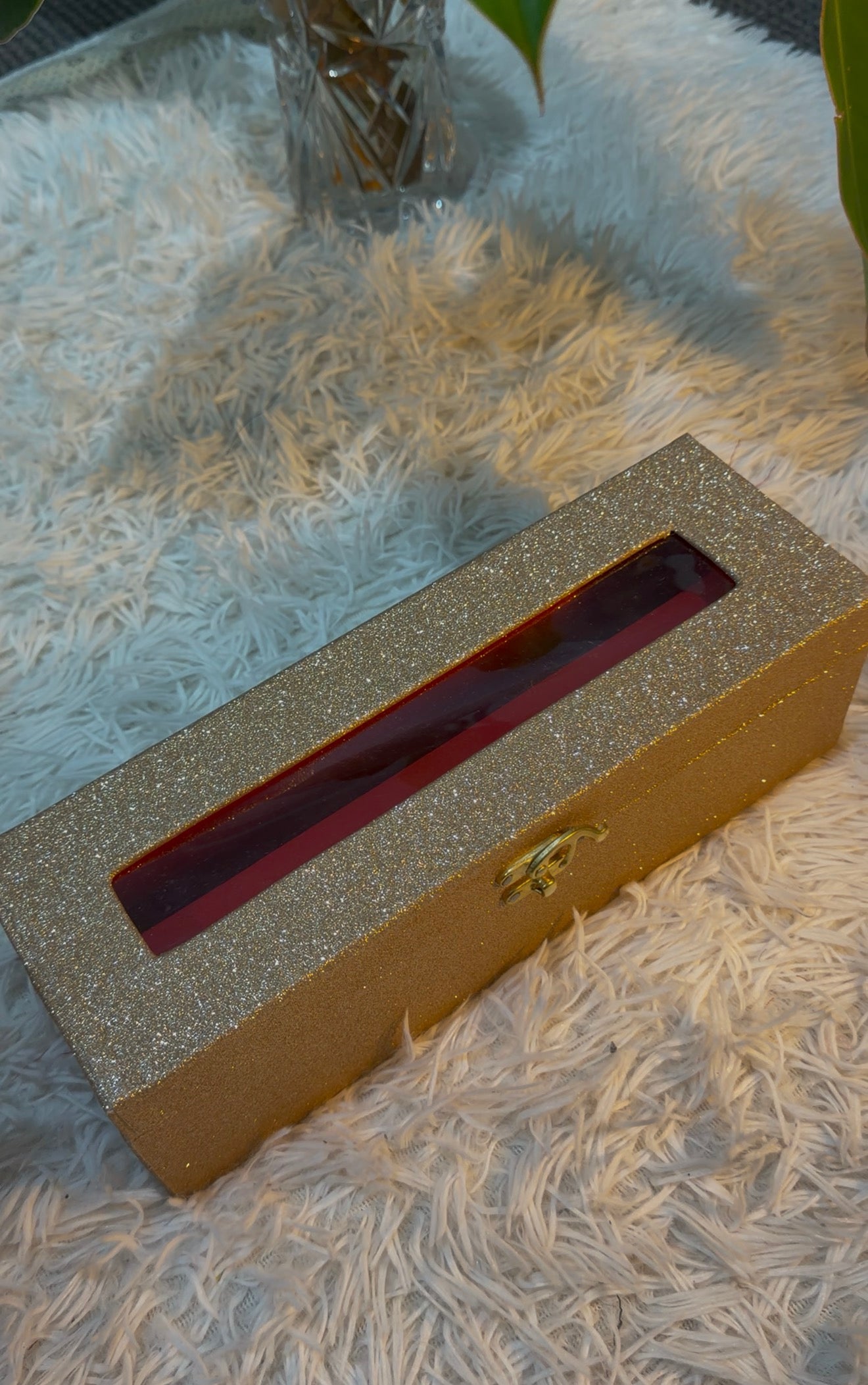 Gold Glitter Bangle Box – Single Rod Display Case