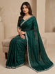 Emerald Green Shimmer Saree with Silver Cutdana Border