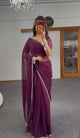 Plum Pearl Shimmer Silk Saree