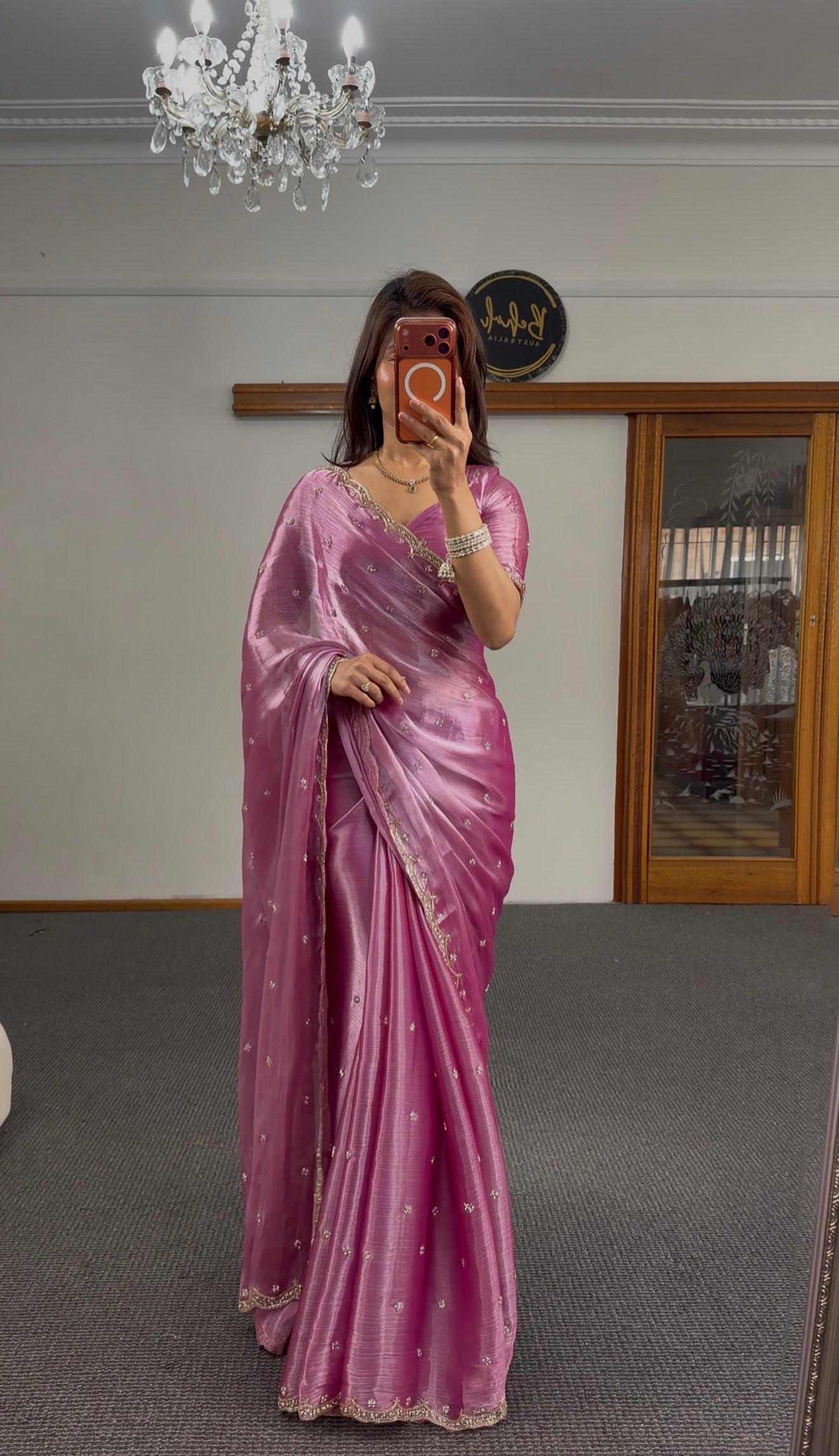 Mauve Zari Fendy Fabric Silk Saree