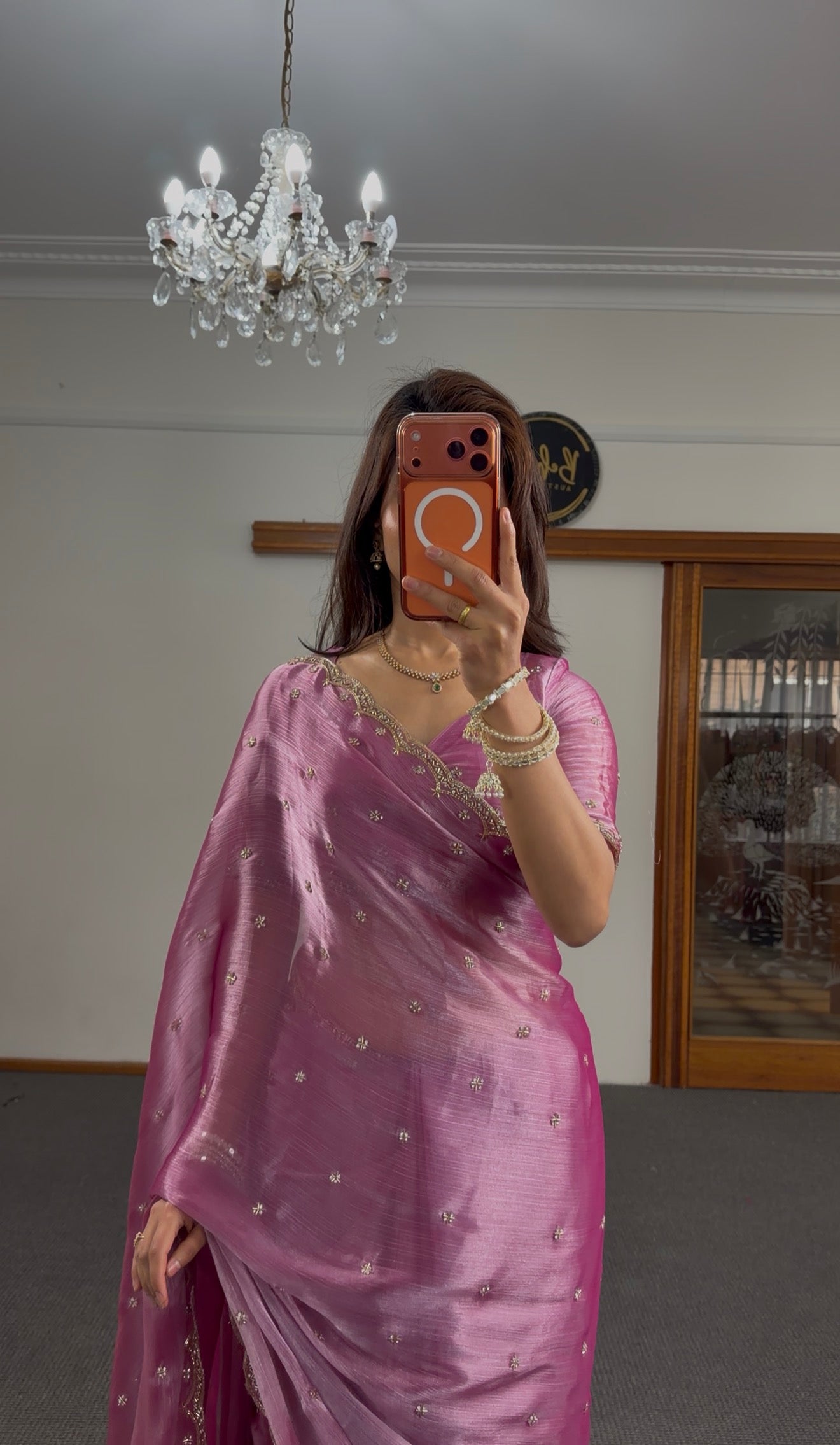 Mauve Zari Fendy Fabric Silk Saree