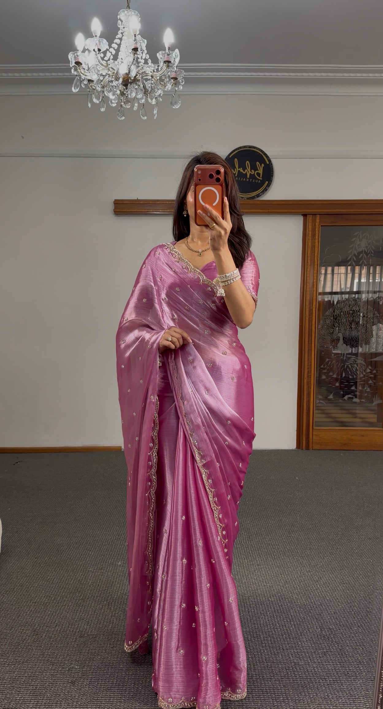 Mauve Zari Fendy Fabric Silk Saree