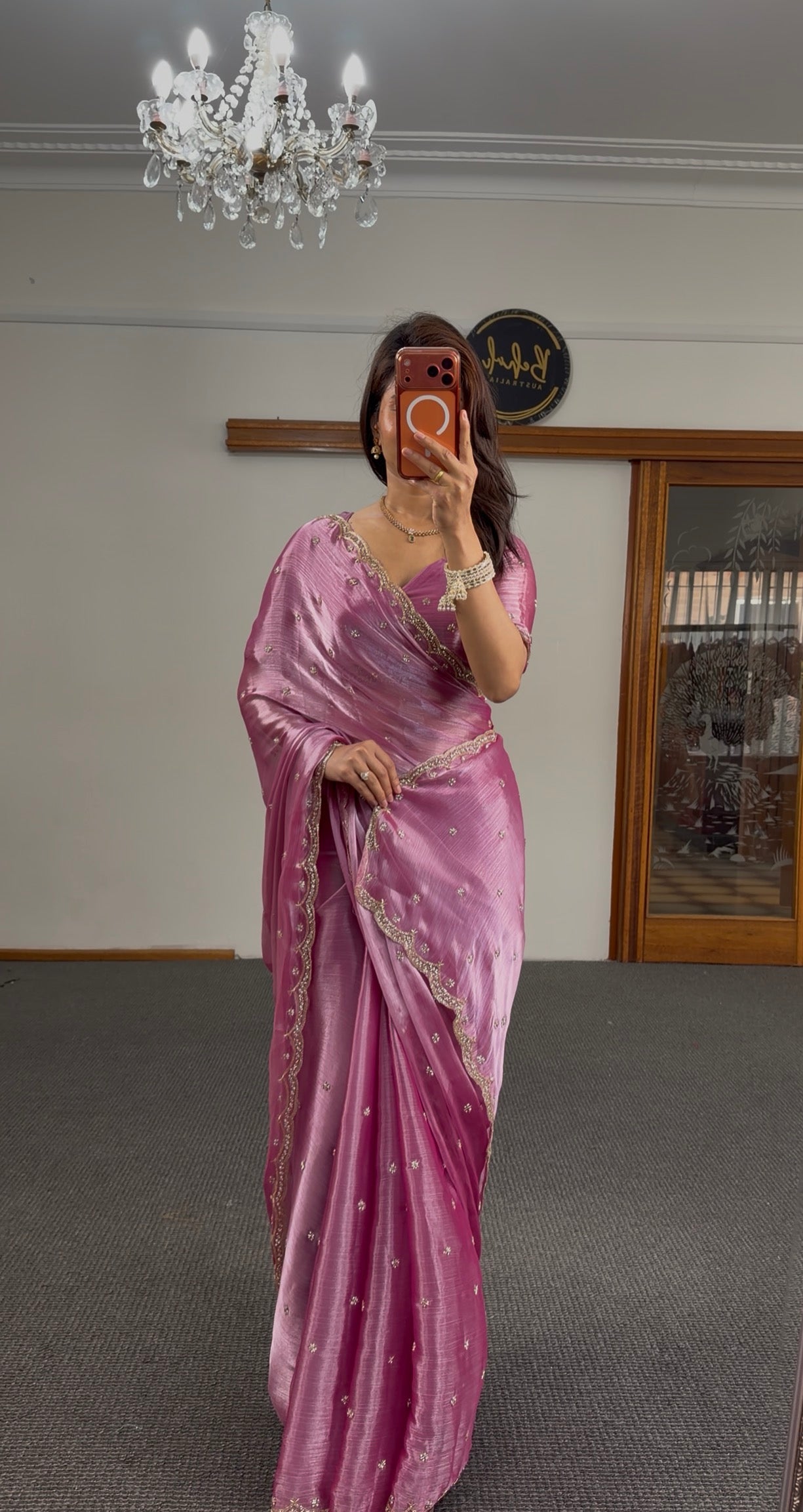 Mauve Zari Fendy Fabric Silk Saree
