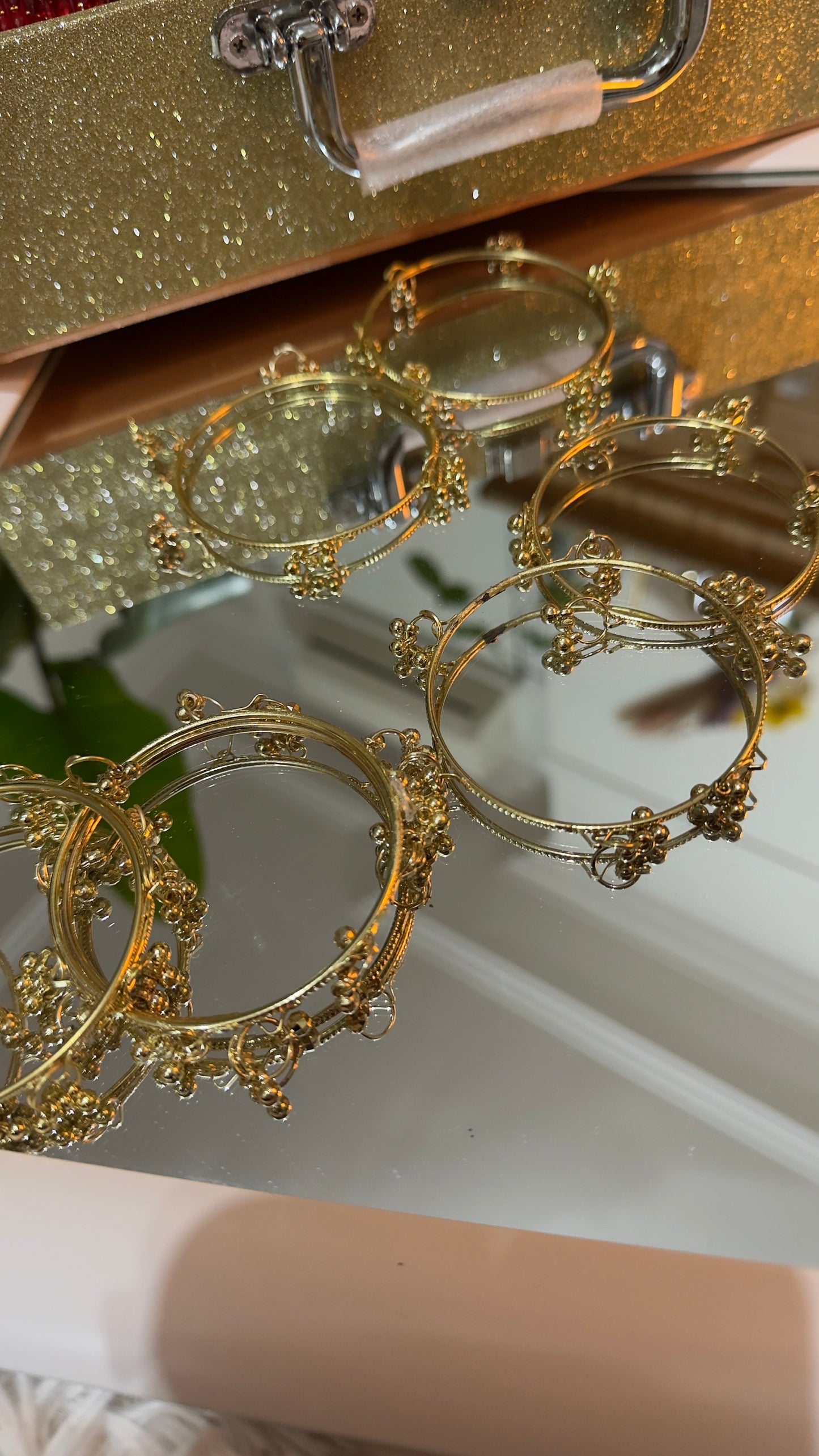 Gold Kashmiri Bangles Set of 4 with Floral Filigree Detail