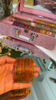 Amber & Pink Glitter Glass Bangles Set of 12 Pieces