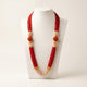 Red & Gold Multi-Strand Glass Bead Potey Necklace