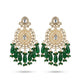 Emerald Green Kundan Chandbali Earrings with Pearl & Bead Drop