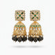 Gold Kundan Jhumka Earrings with Black Beads & Pearl Drops