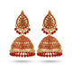 Red & Gold Meenakari Jhumka Earrings with Coral Beads