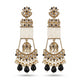 Gold Kundan Chandbali Earrings with Pearl Beads & Black Drops