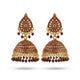 Maroon Gold-Plated Jhumka Earrings with Kundan & Bead Work