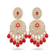 Red & Gold Kundan Chandbali Earrings with Ruby Drops