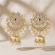 Gold Kundan Chandbali Jhumka Earrings with Pearl Drops