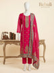 Fuchsia Cotton Silk Rajasthani Kurti Set with Zari Embroidery