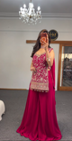 Rani Pink Zari Georgette Palazzo Suit Set