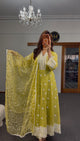 Lime Yellow Anarkali Set with Embroidered Dupatta
