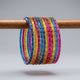 Multicolour Crystal Glass Bangles with Gold Bead Detail Set