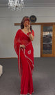 Red Silver Shimmer Silk Saree