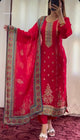 Red Silk Kurti Set with Zari & Kundan Embroidery