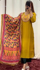 Mustard Silk Kurti Set with Tribal Print Dupatta