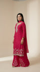 Fuchsia Zari Chinon Palazzo Suit Set