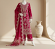 Fuchsia Georgette Kurti Set with Gold Zari Embroidery