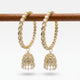 Gold Kundan Jhumka Hoop with Pearl Drops