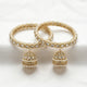 Ivory & Gold Kundan Bangles with Pearl Drop 2 pcs Set