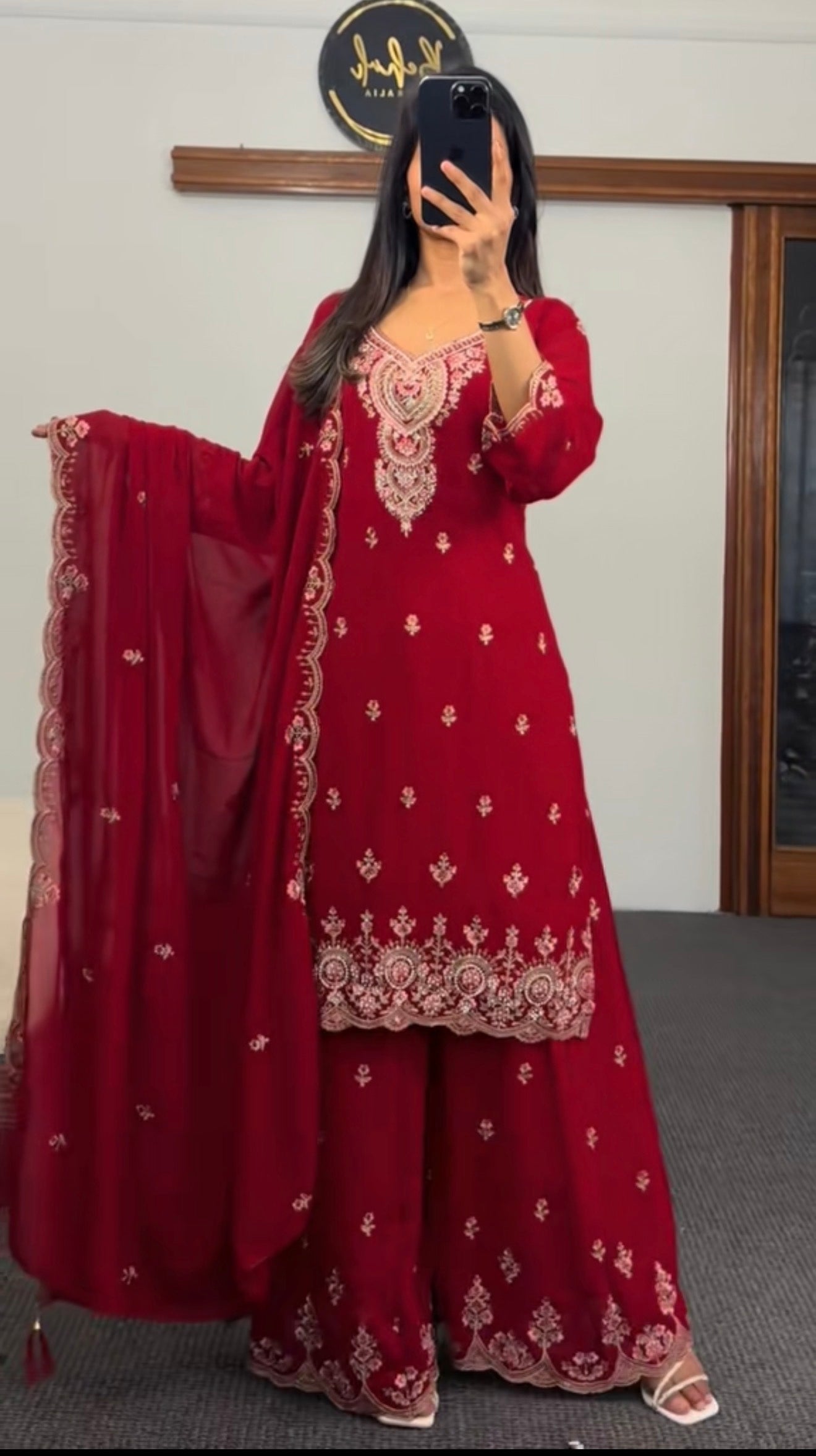 Georgette Kurti with divider plazzo