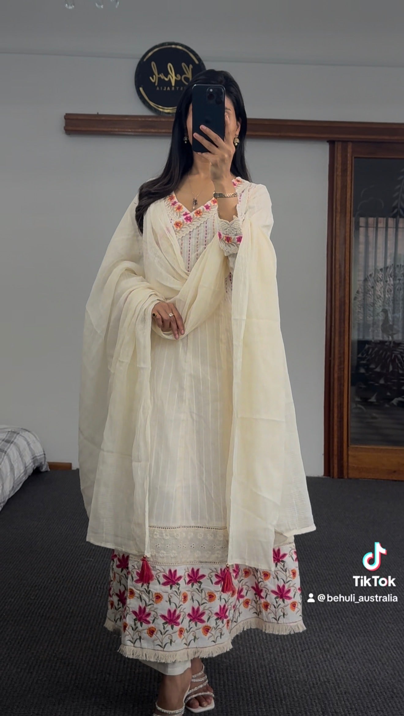 Off-White Anarkali Set