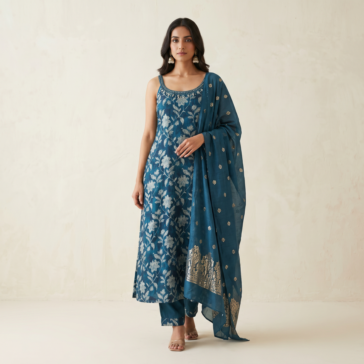 Sleeveless Kurti Set
