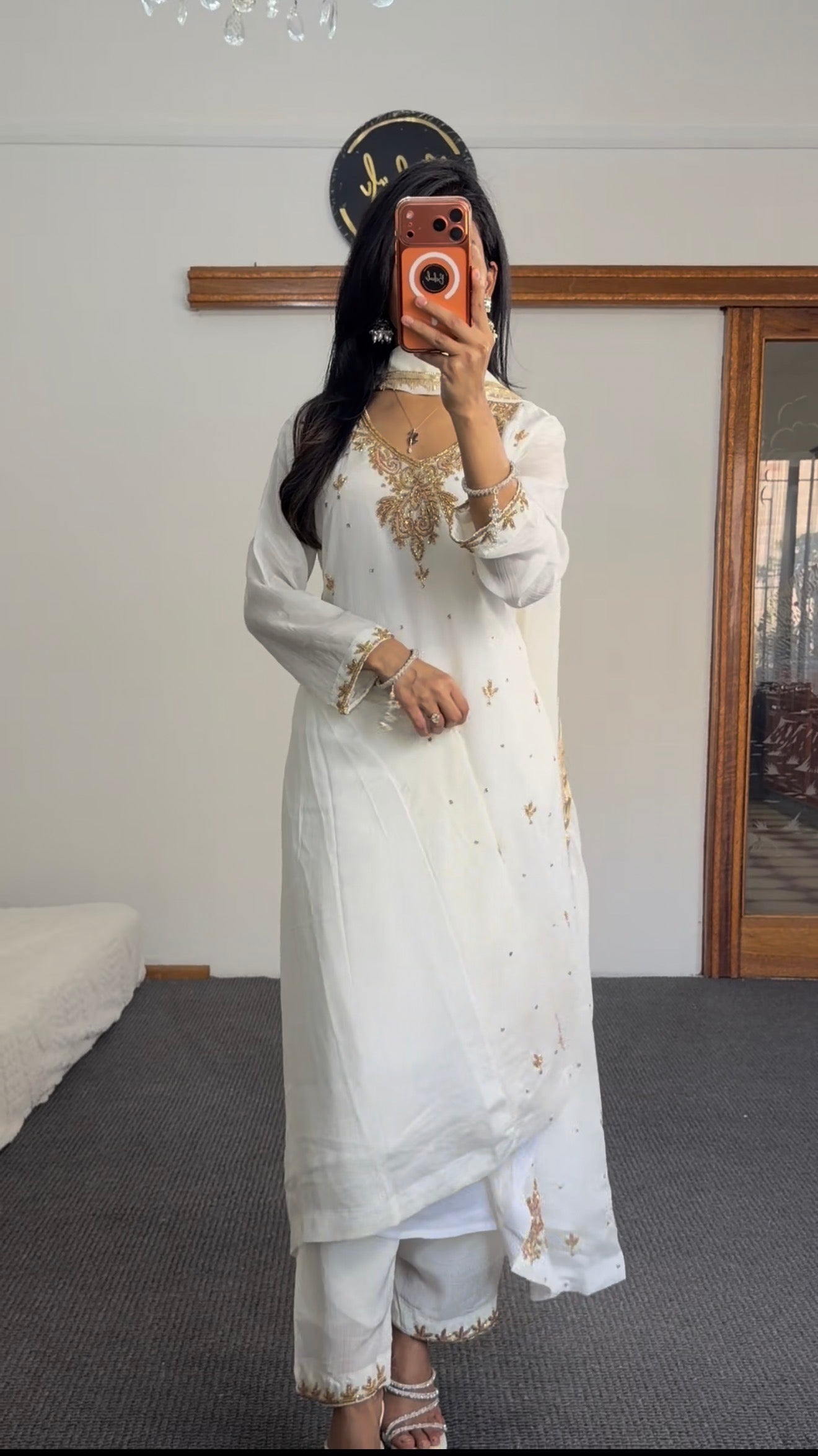A line Kurti  set in white