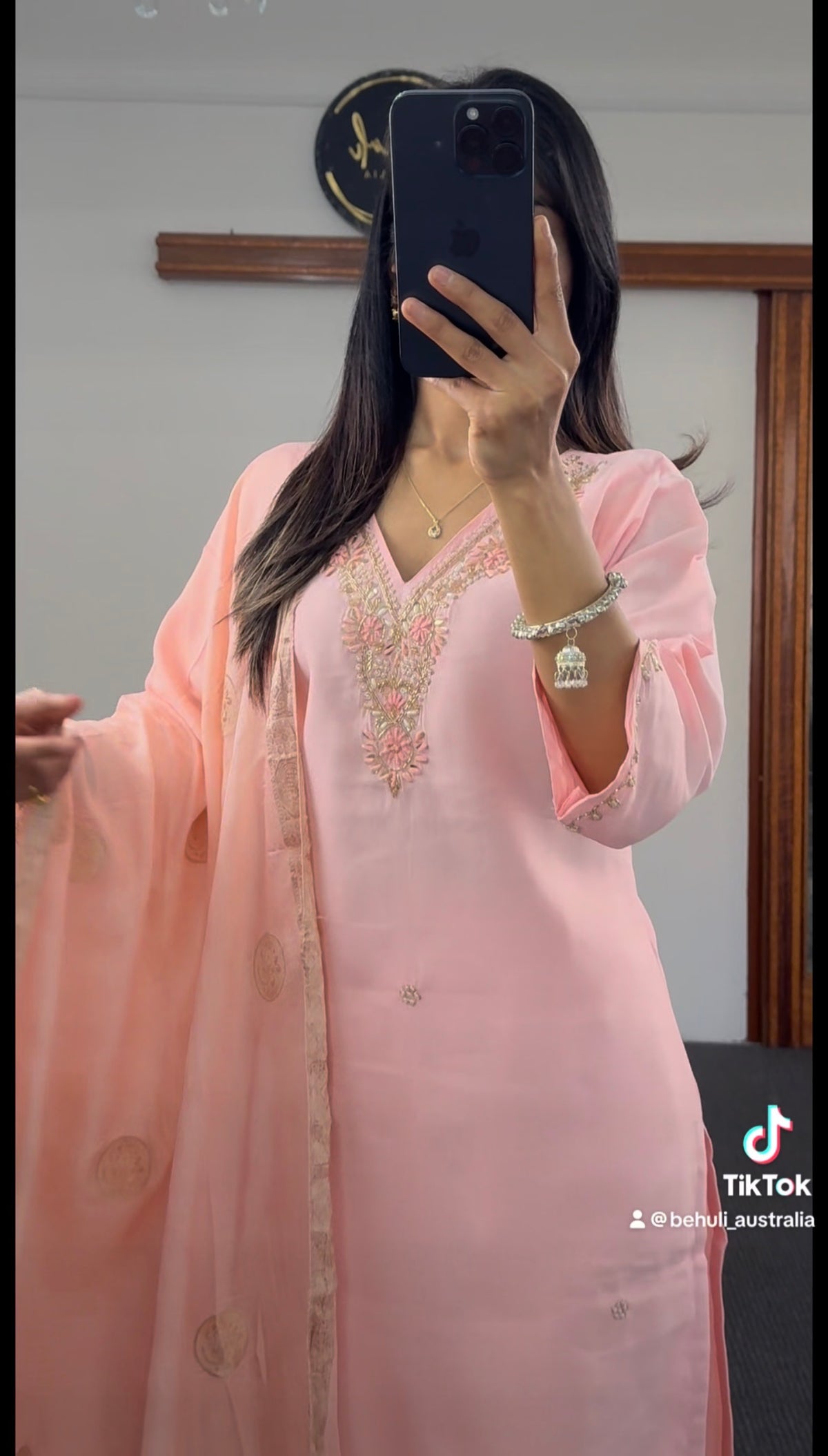 Pastel mix silk kurti set — Behuli Australia — alternate view 6