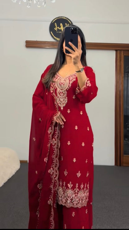 Georgette Kurti with Divider Plazzo