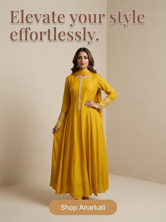 Yellow Chiffon Anarkali set