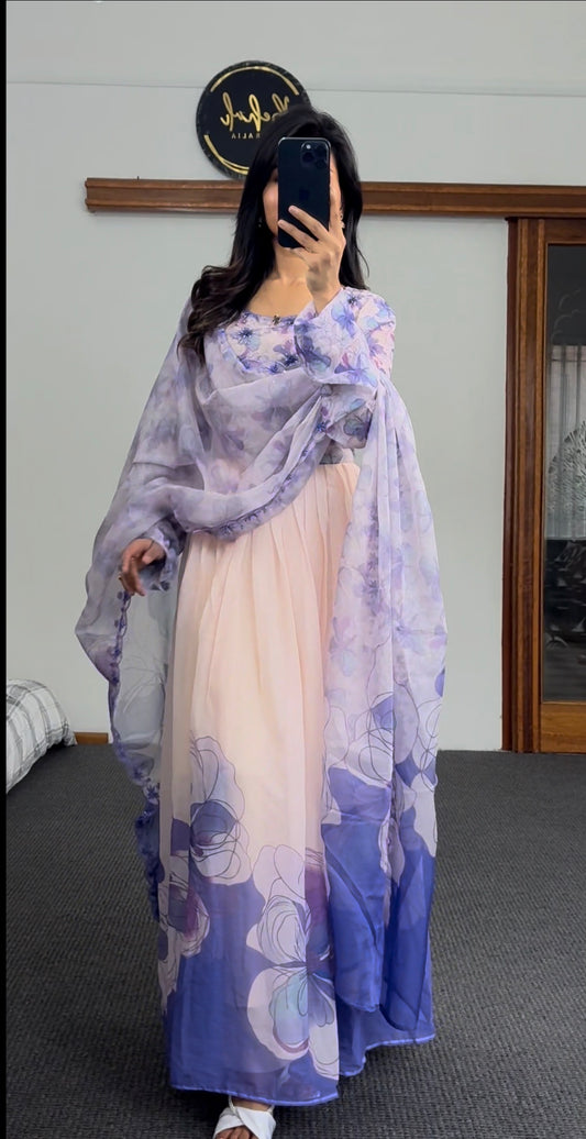 Purple Anarkali Set