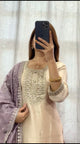 Off White Embroidered Kurti Set
