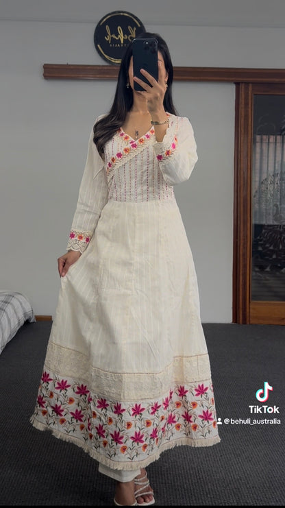 Off-White Anarkali Set