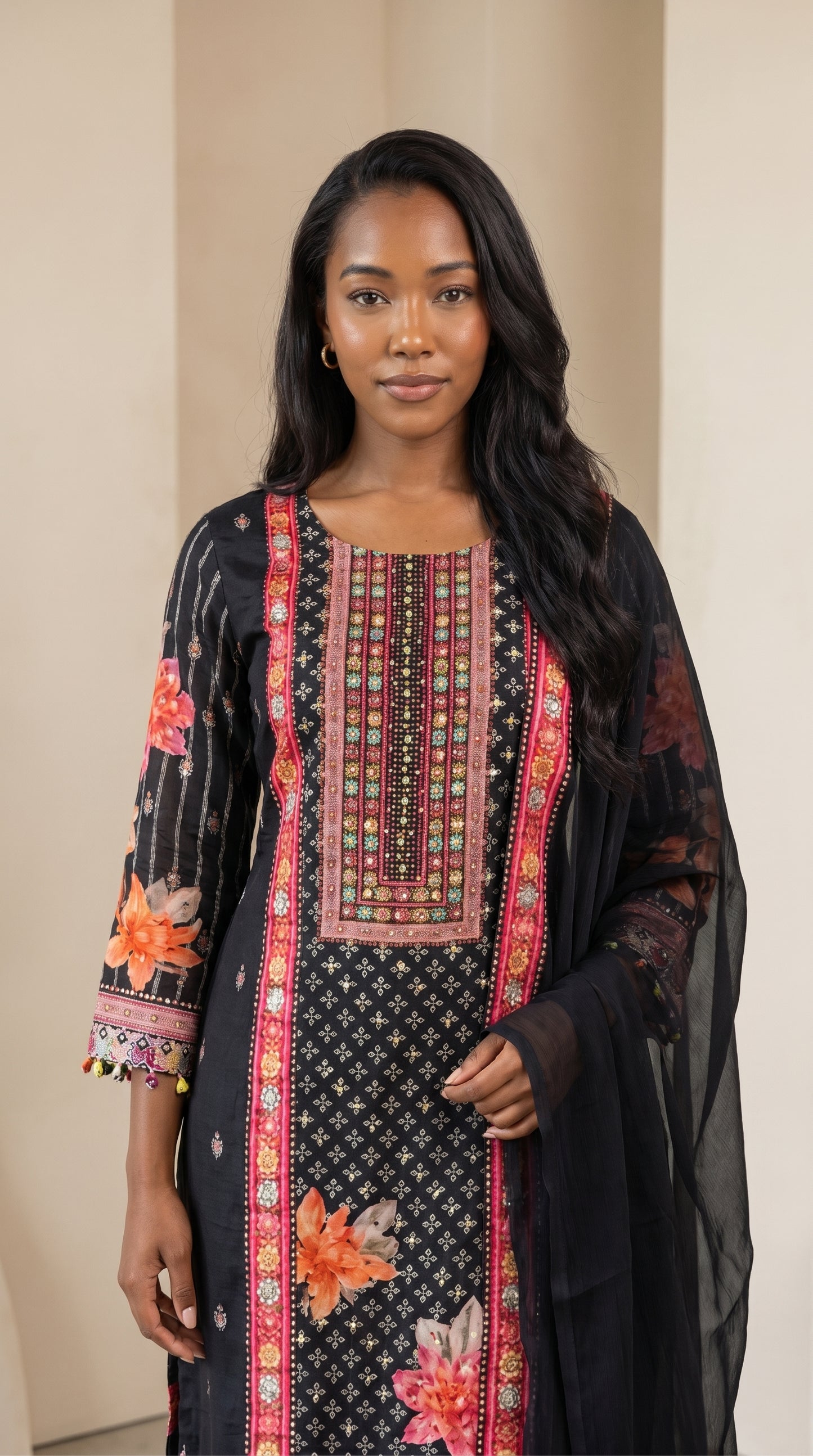 Muslin silk Kurti set