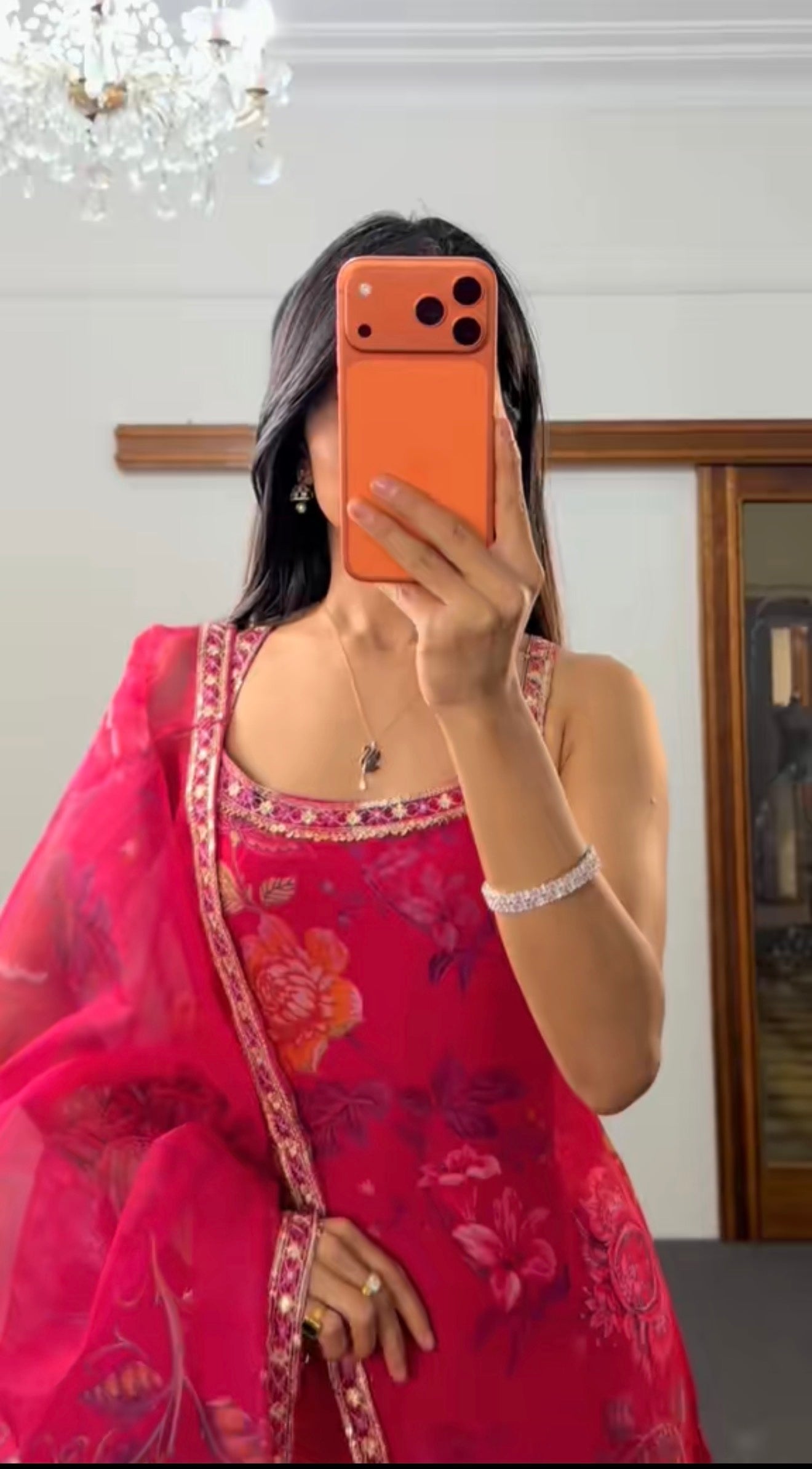 Rani pink Sleeveless Kurta set