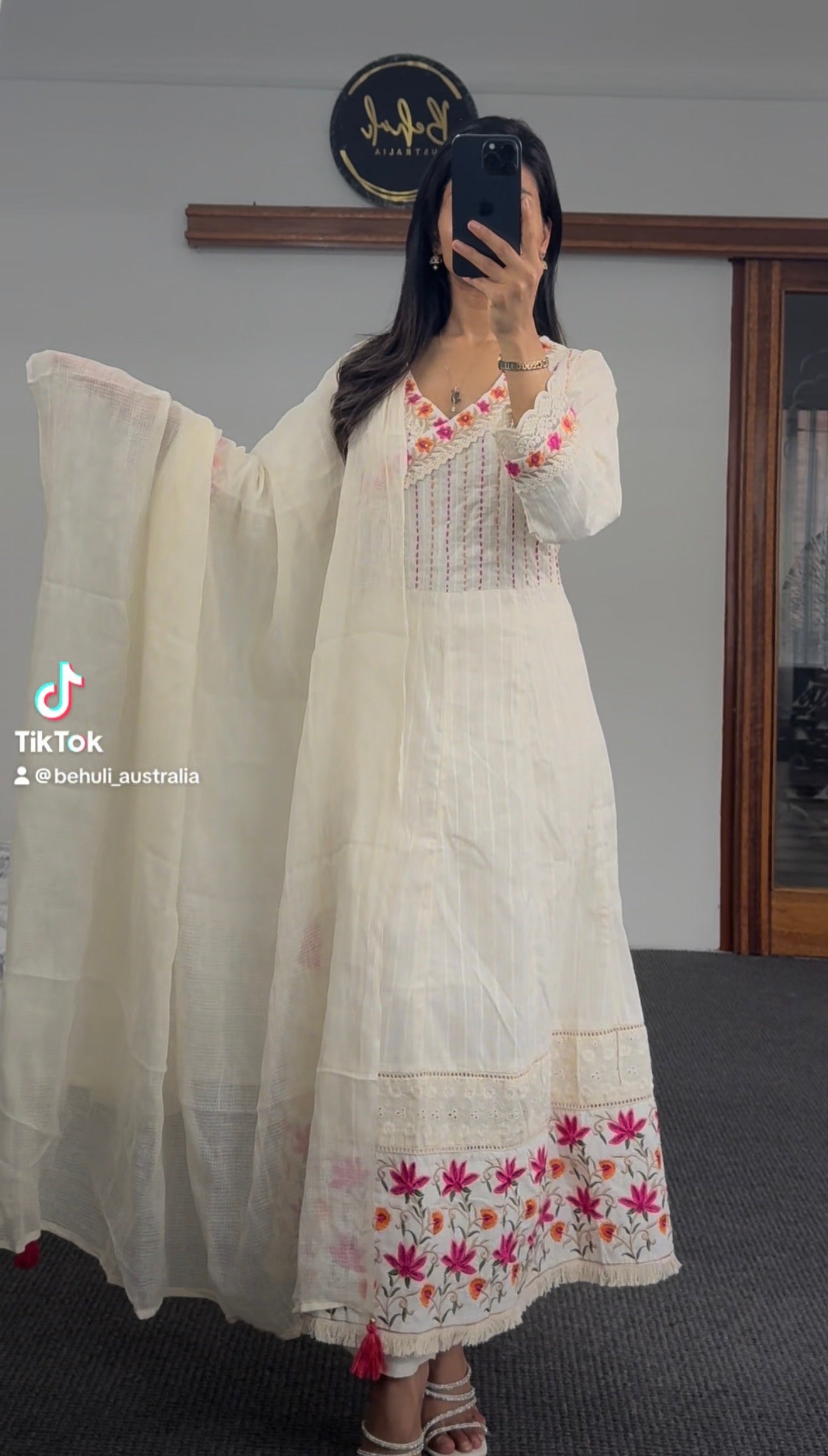 Off-White Anarkali Set
