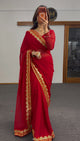 Red Gold Georgette Saree