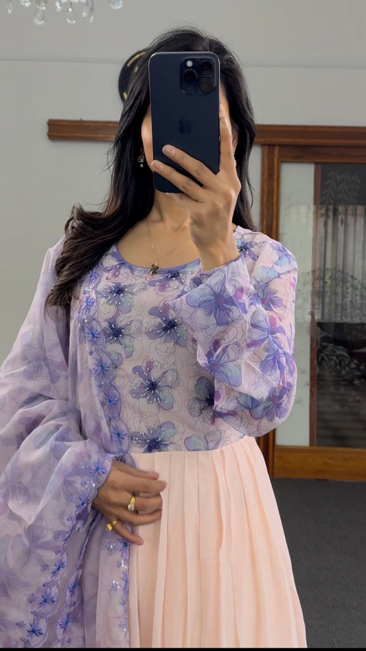 Purple Anarkali Set