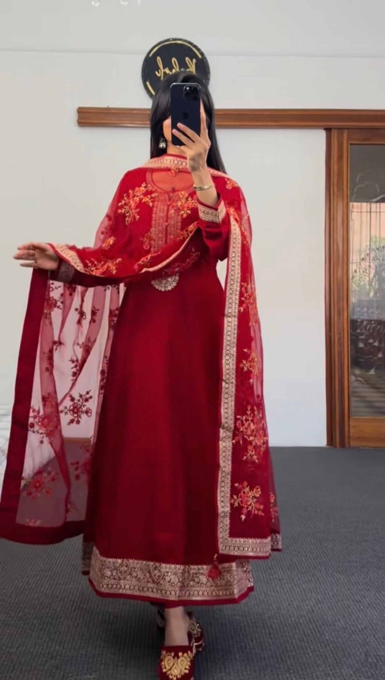 Royal Blood Red Anarkali Set