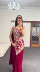 Maroon Gold Zari Embroidered Bridal Saree