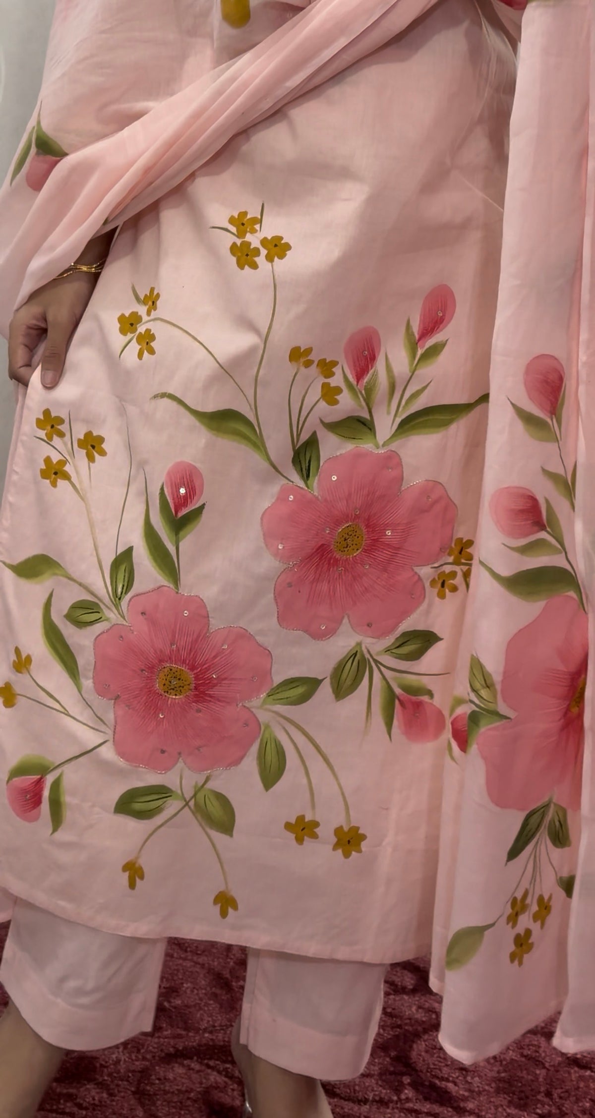 Blush pink Cotton Kurti set