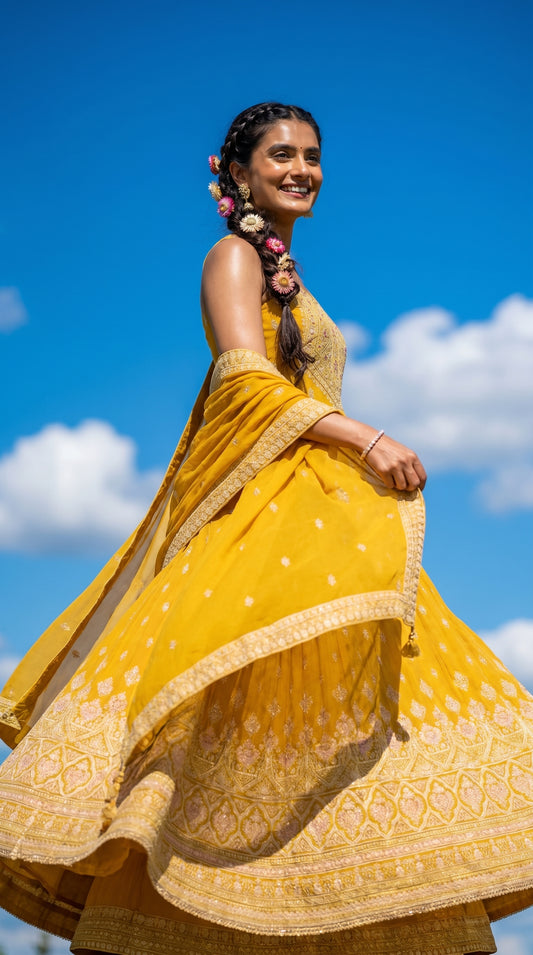 Radiant Aura — The Marigold Georgette Anarkali (Umbrella)