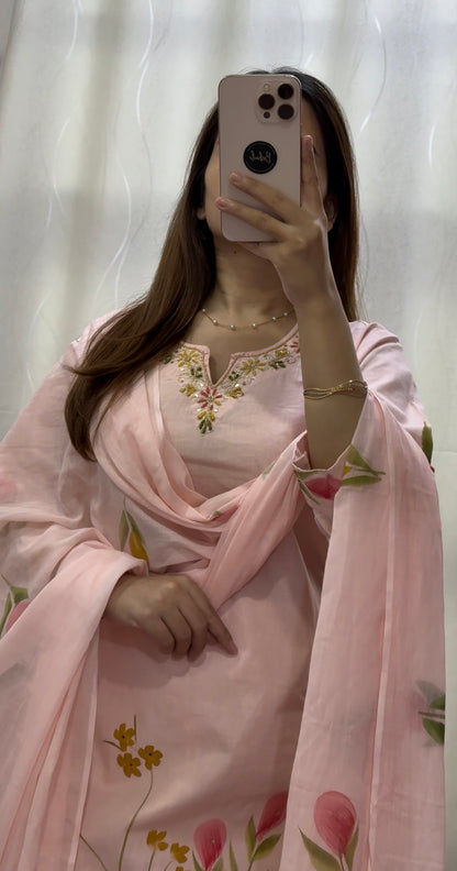 Blush pink Cotton Kurti set