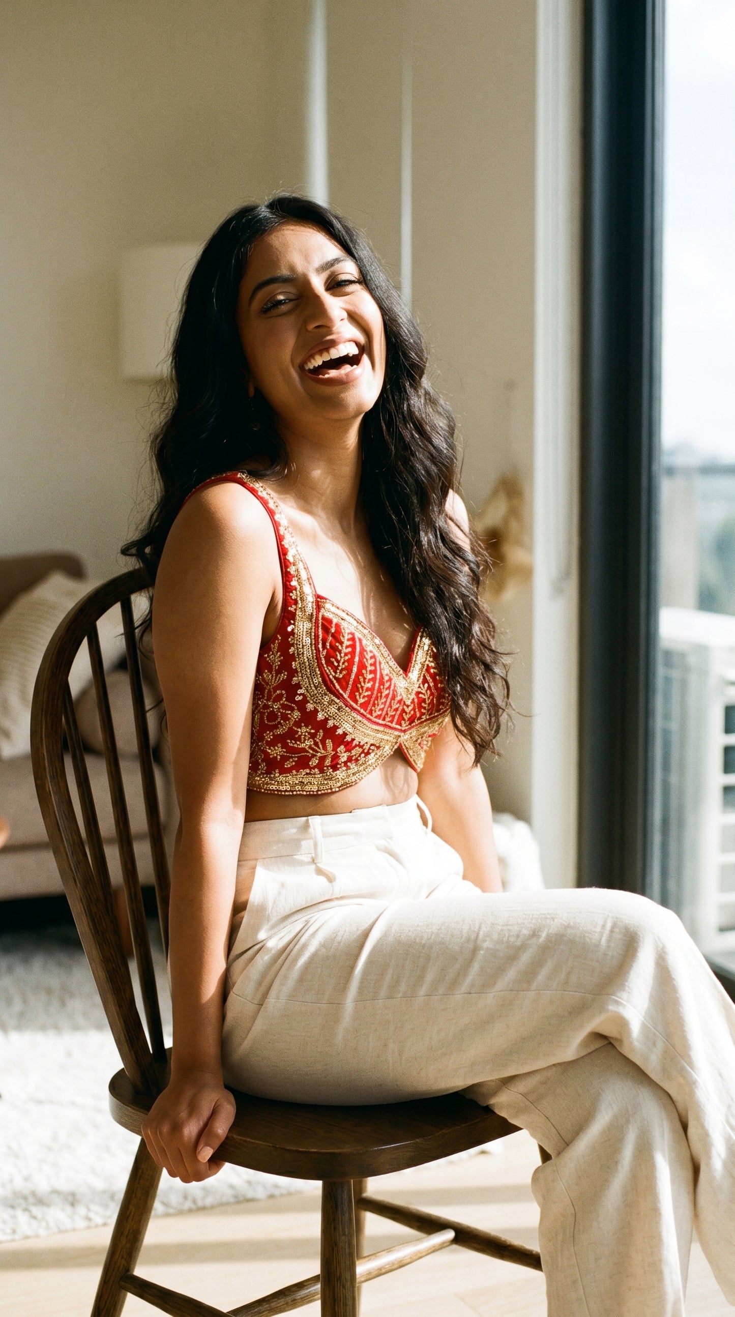 Embroidery Sleeveless Ready-Made blouse