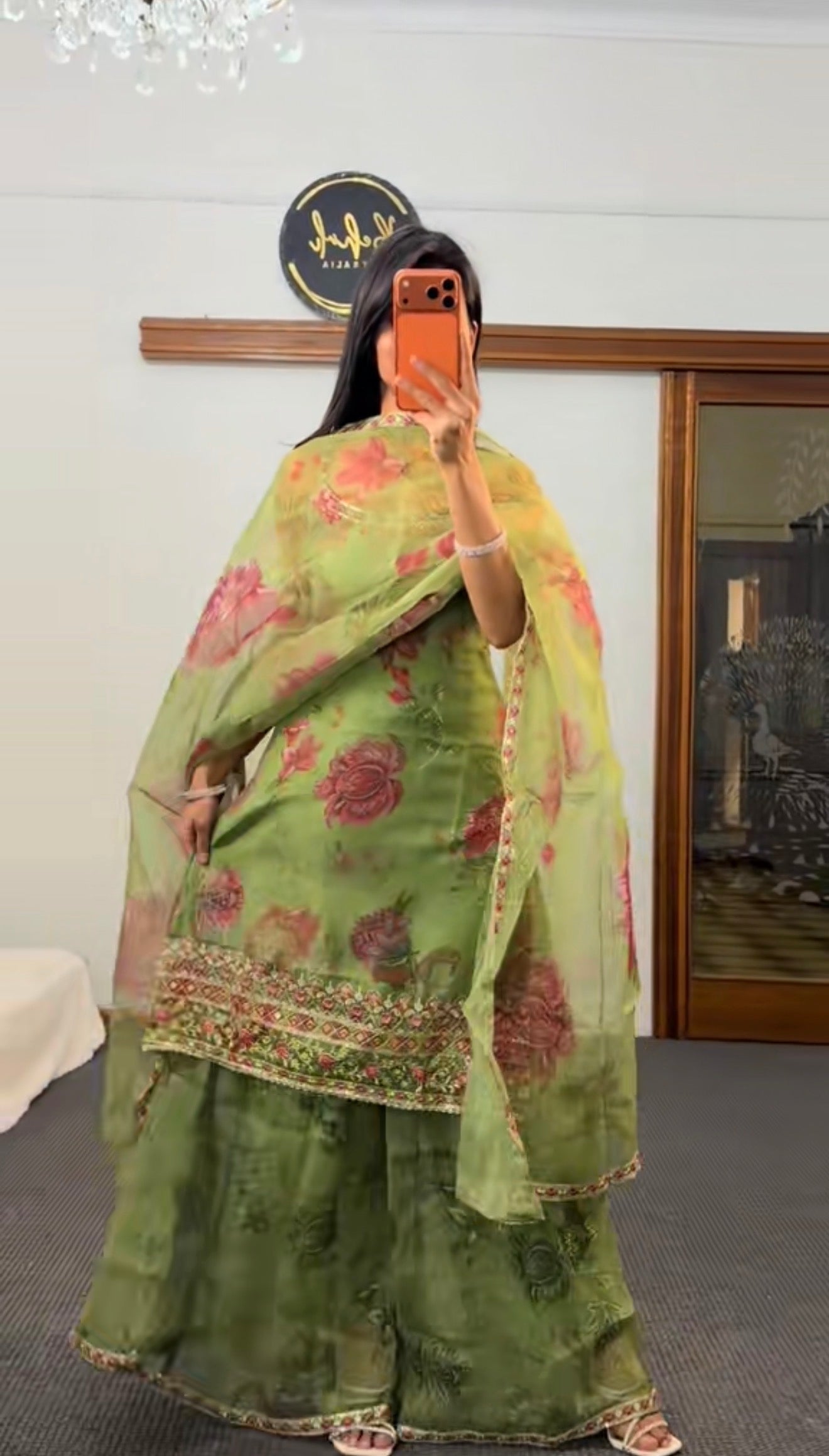 Green Sleeveless Kurti Set